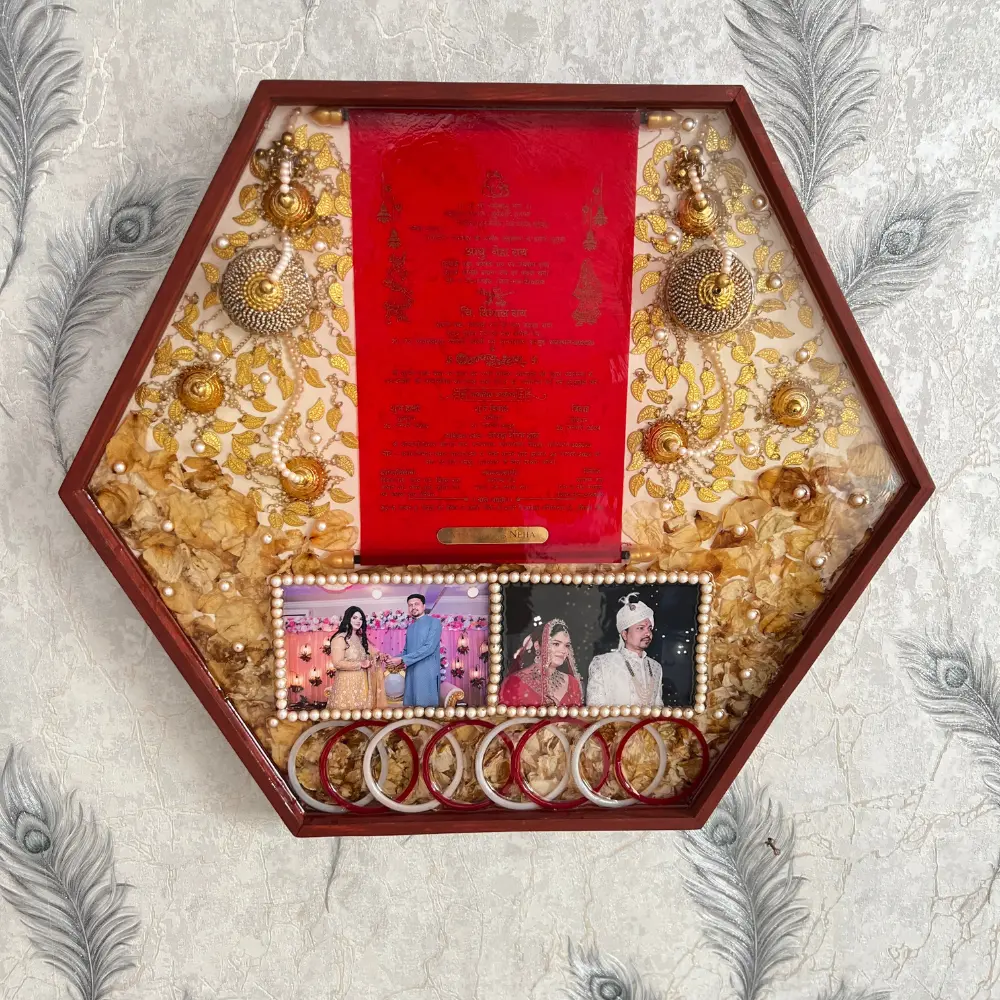 Epoxy-Hexagonal-Frame-Preserve-Wedding-Card-Kalire-Varmala