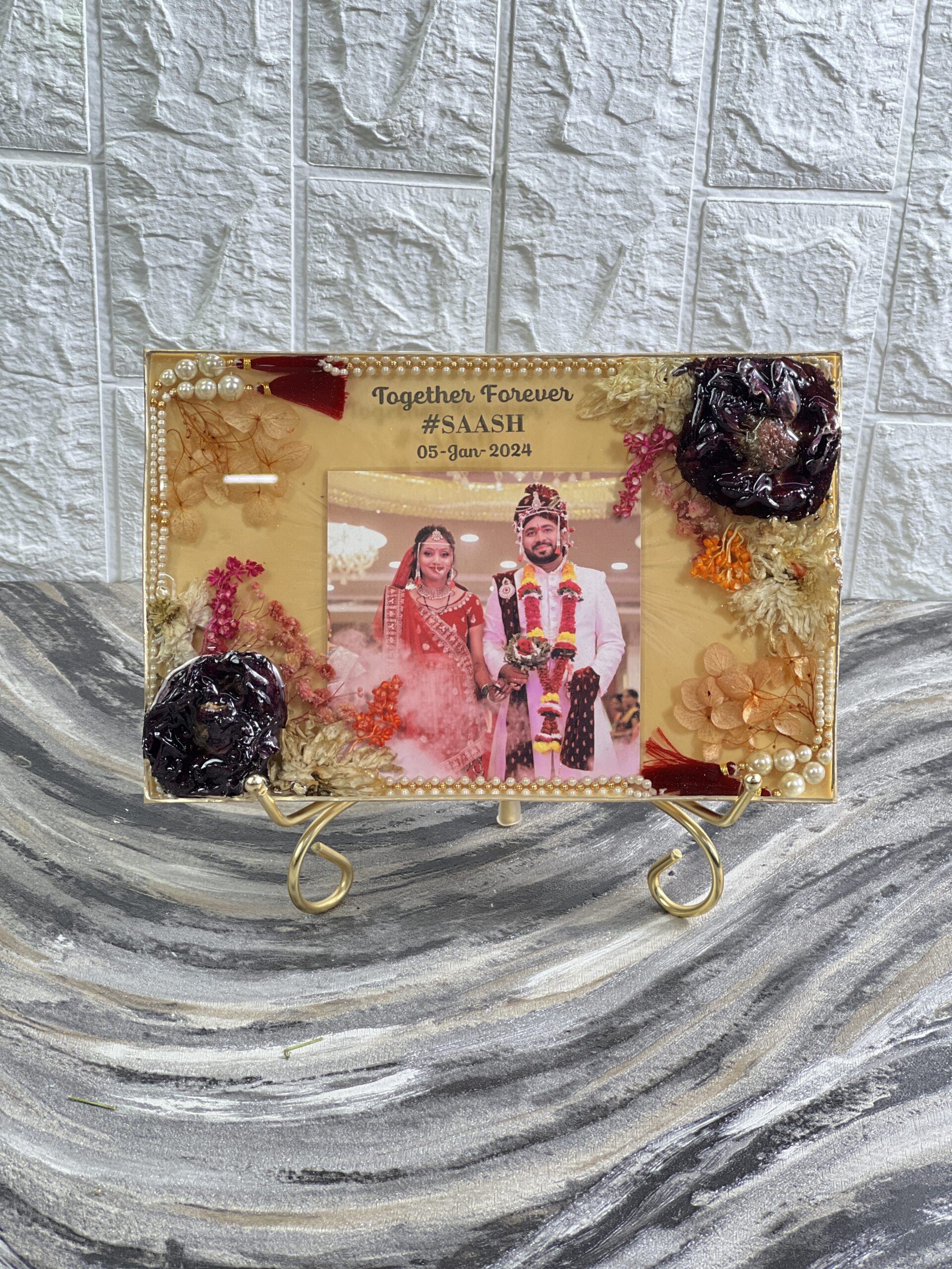 Rectangle deep casting frame with wedding varmala preservation