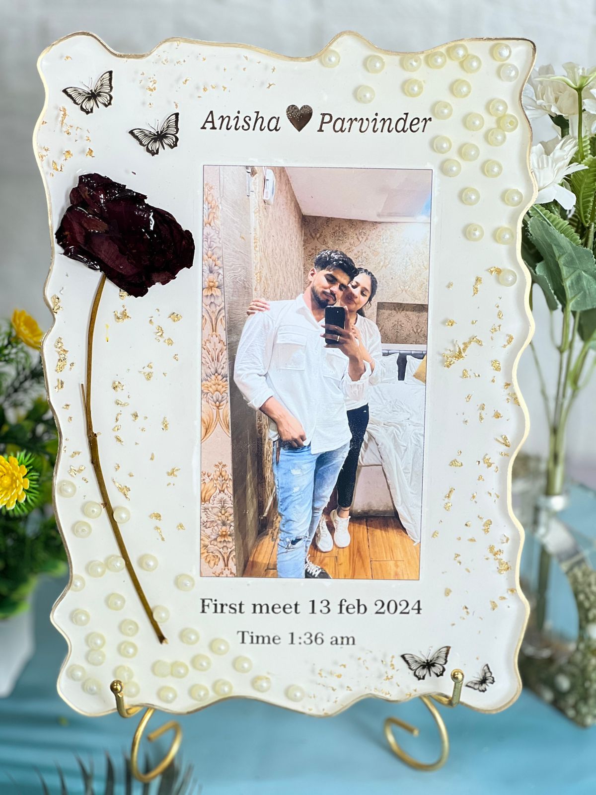 first meeting rose & photo preservation in resin