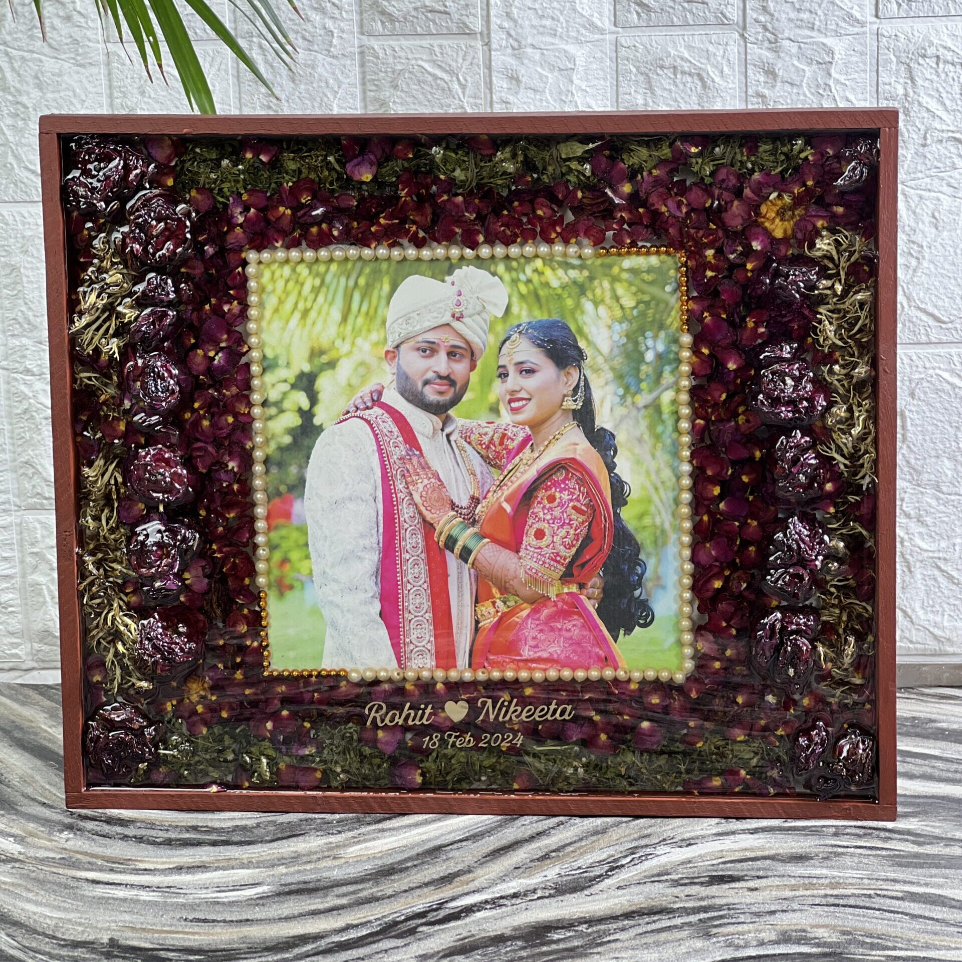 Wedding garland resin frame