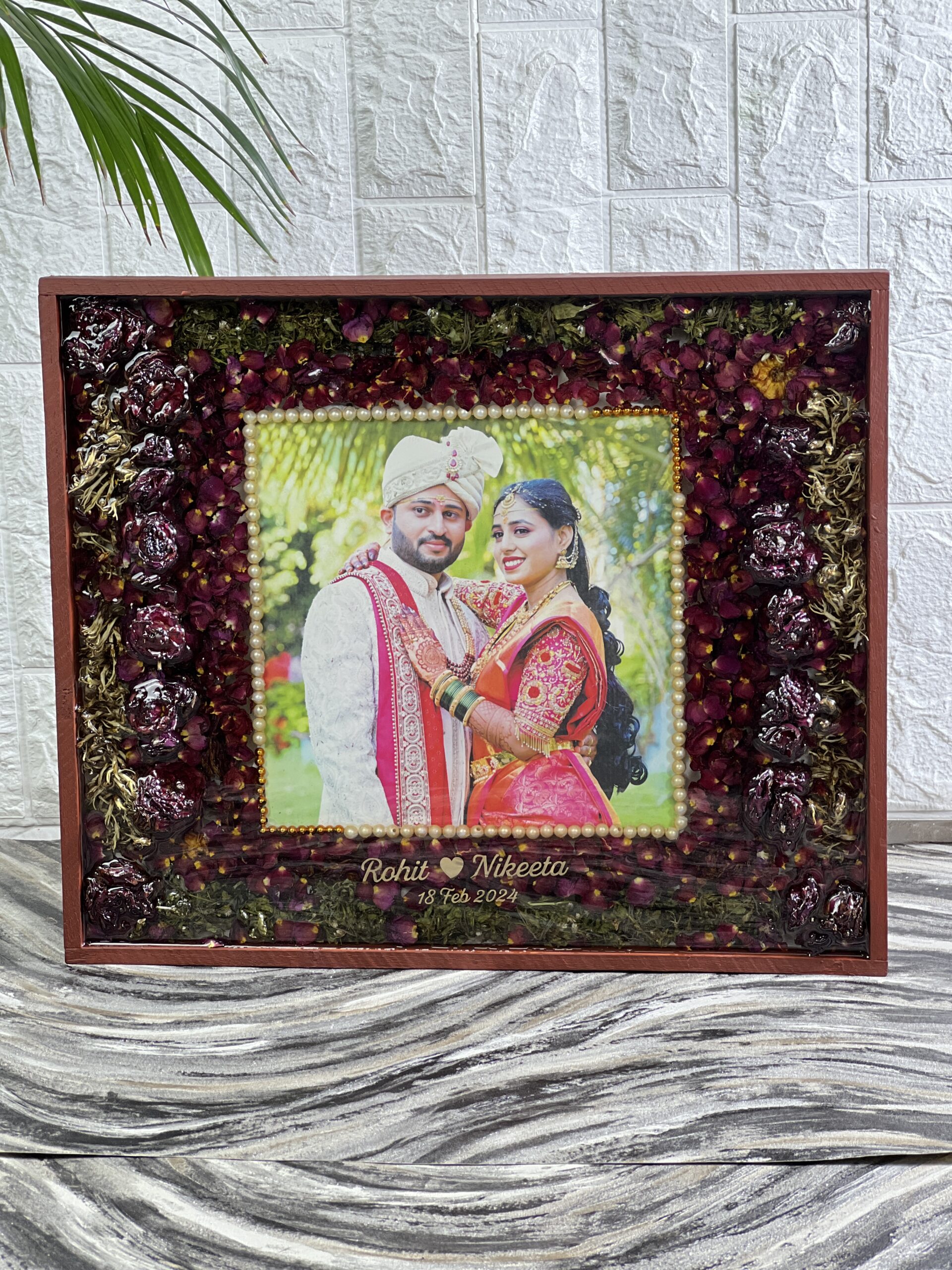 Wedding garland resin frame