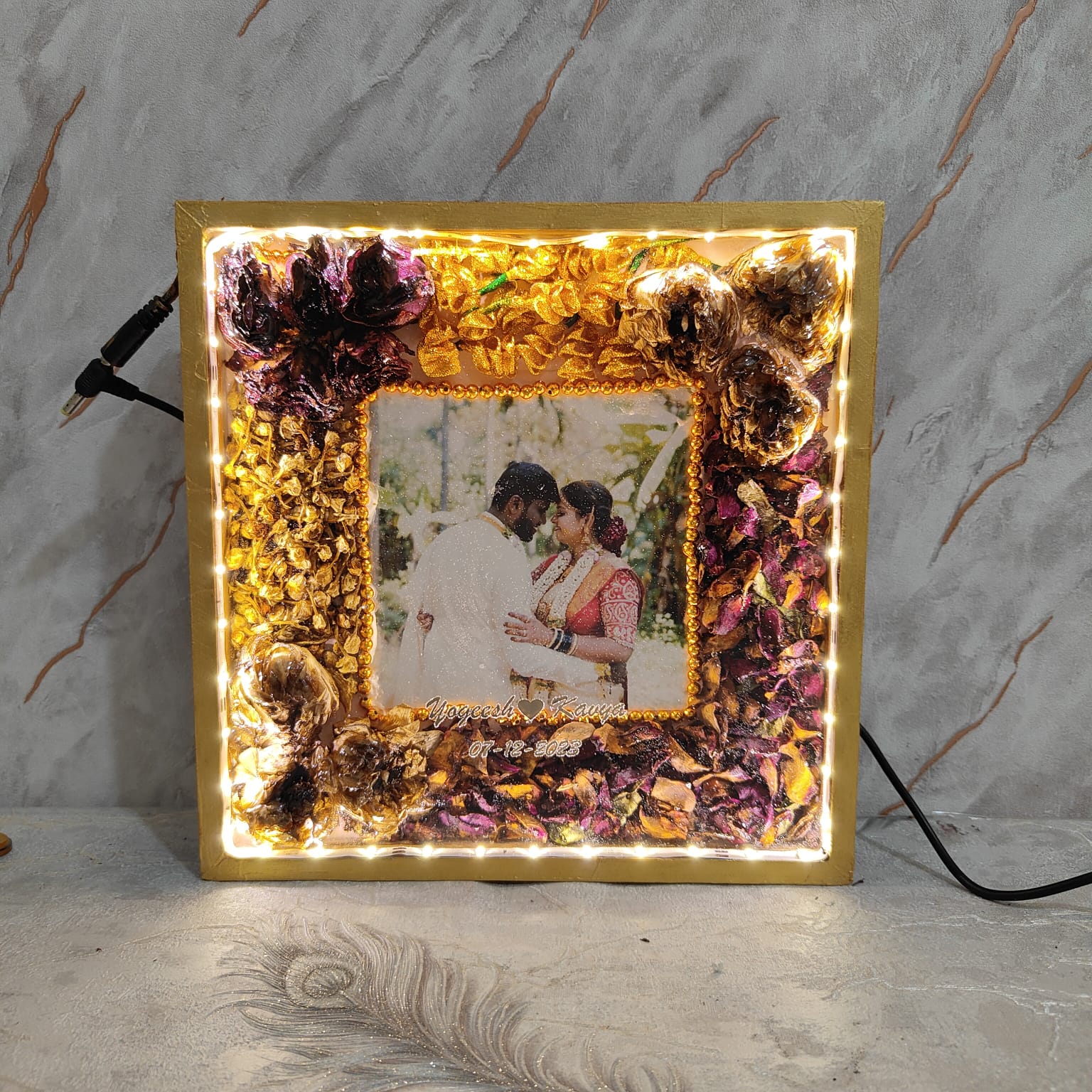 wedding memory in resin frame