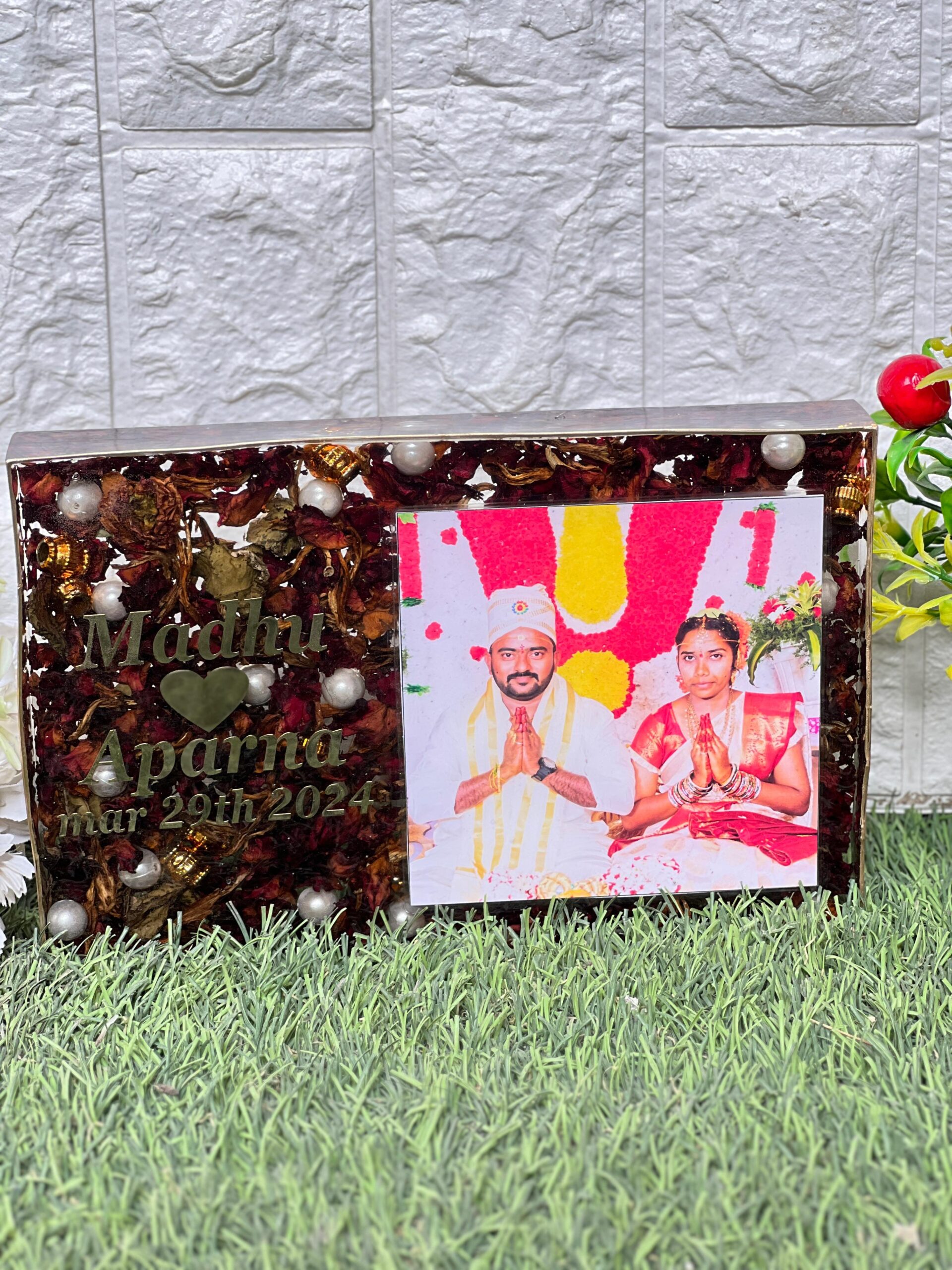 varmala & phot preserved resin display