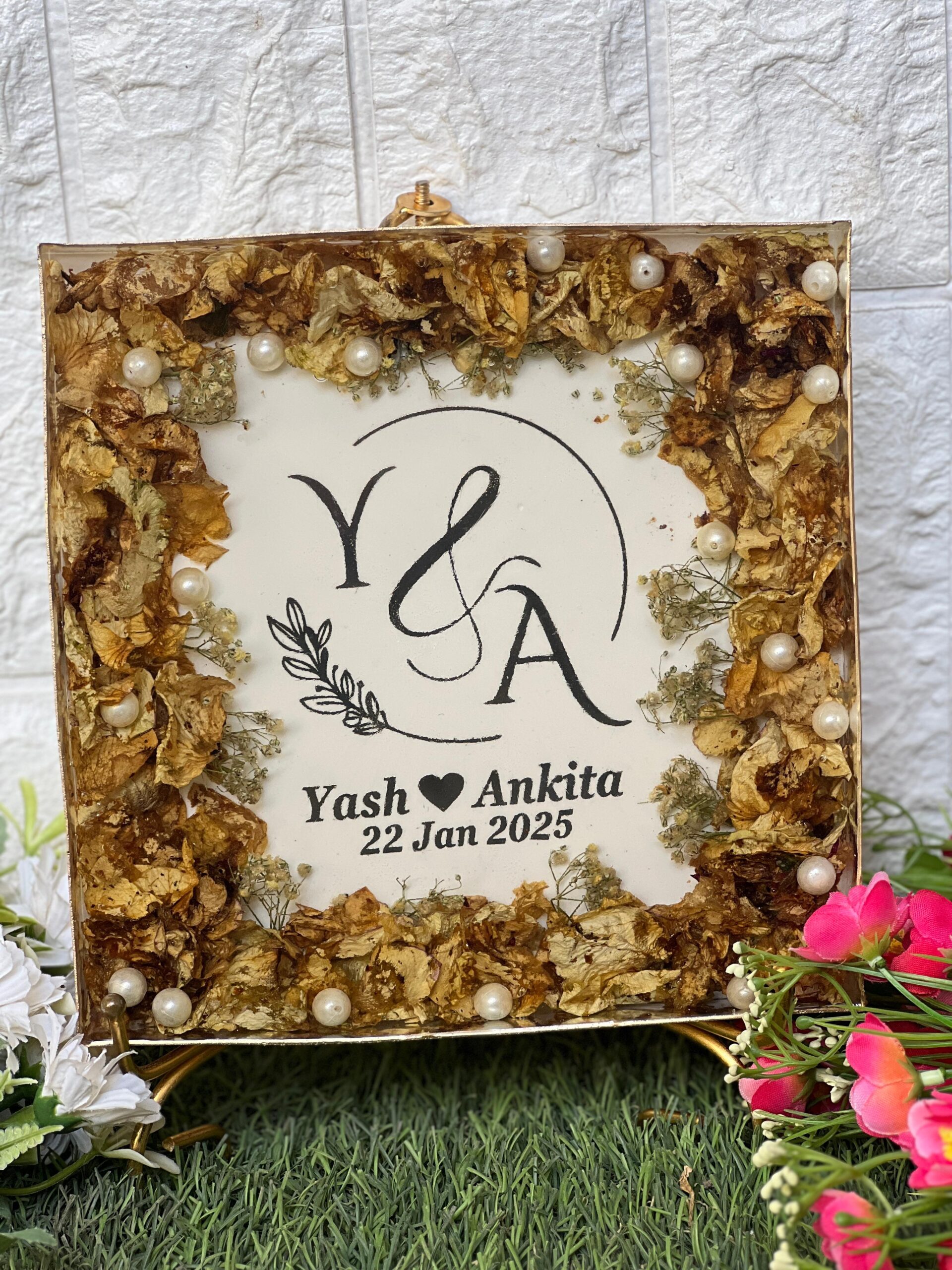 wedding card & flowers preserved frame
