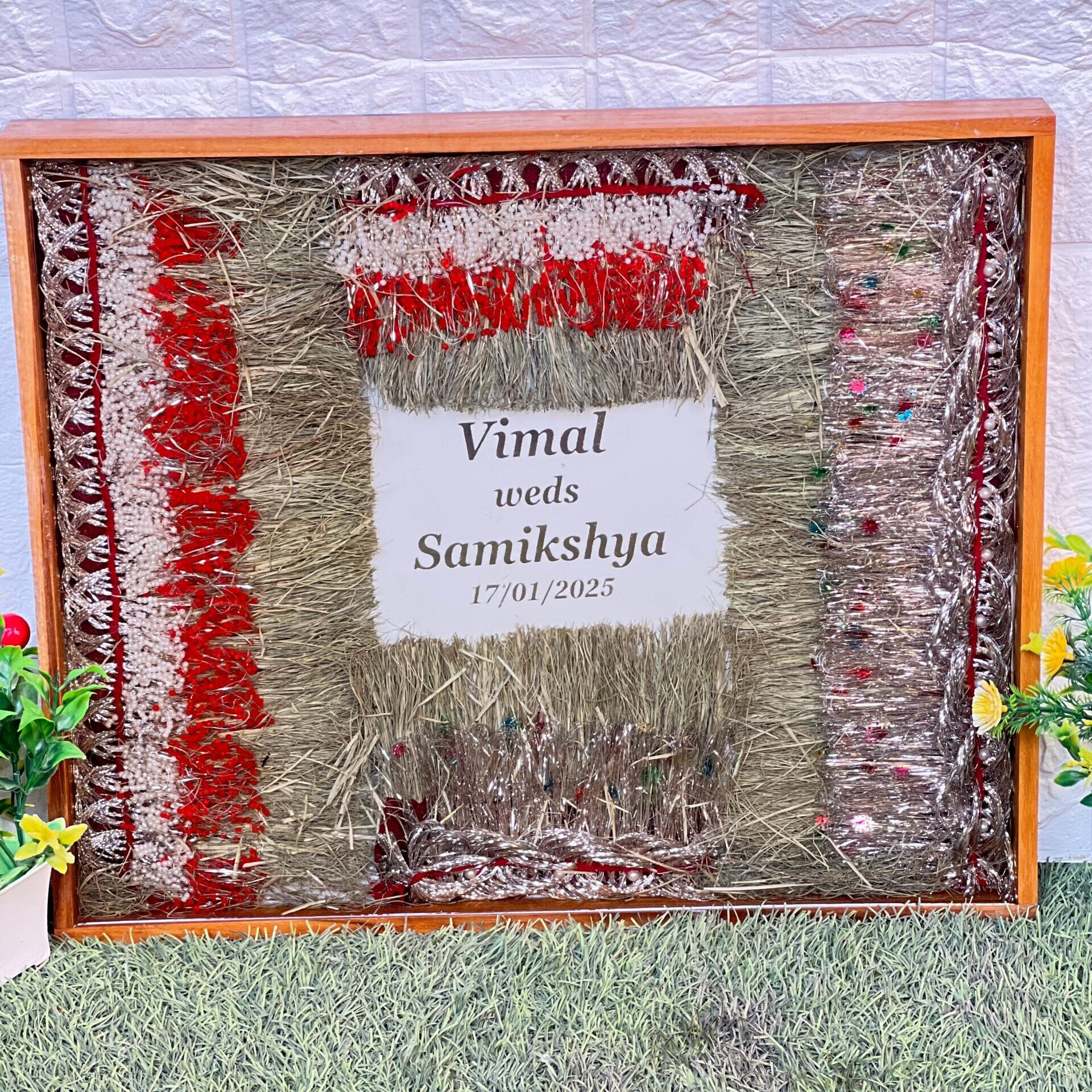 Cultural Nepali varmala in resin preservation frame