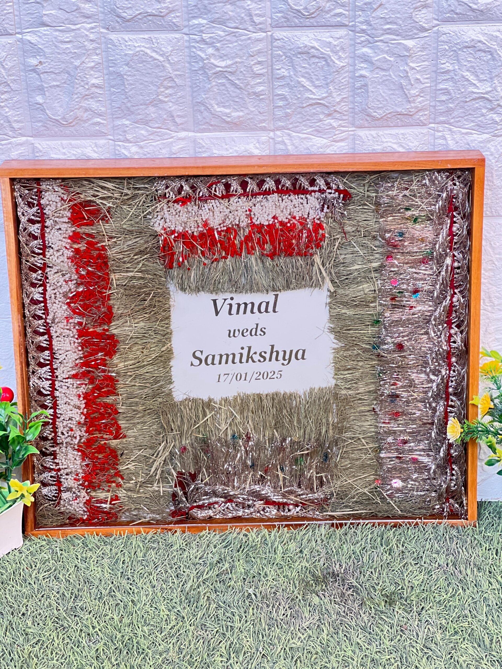 Cultural Nepali varmala in resin preservation frame