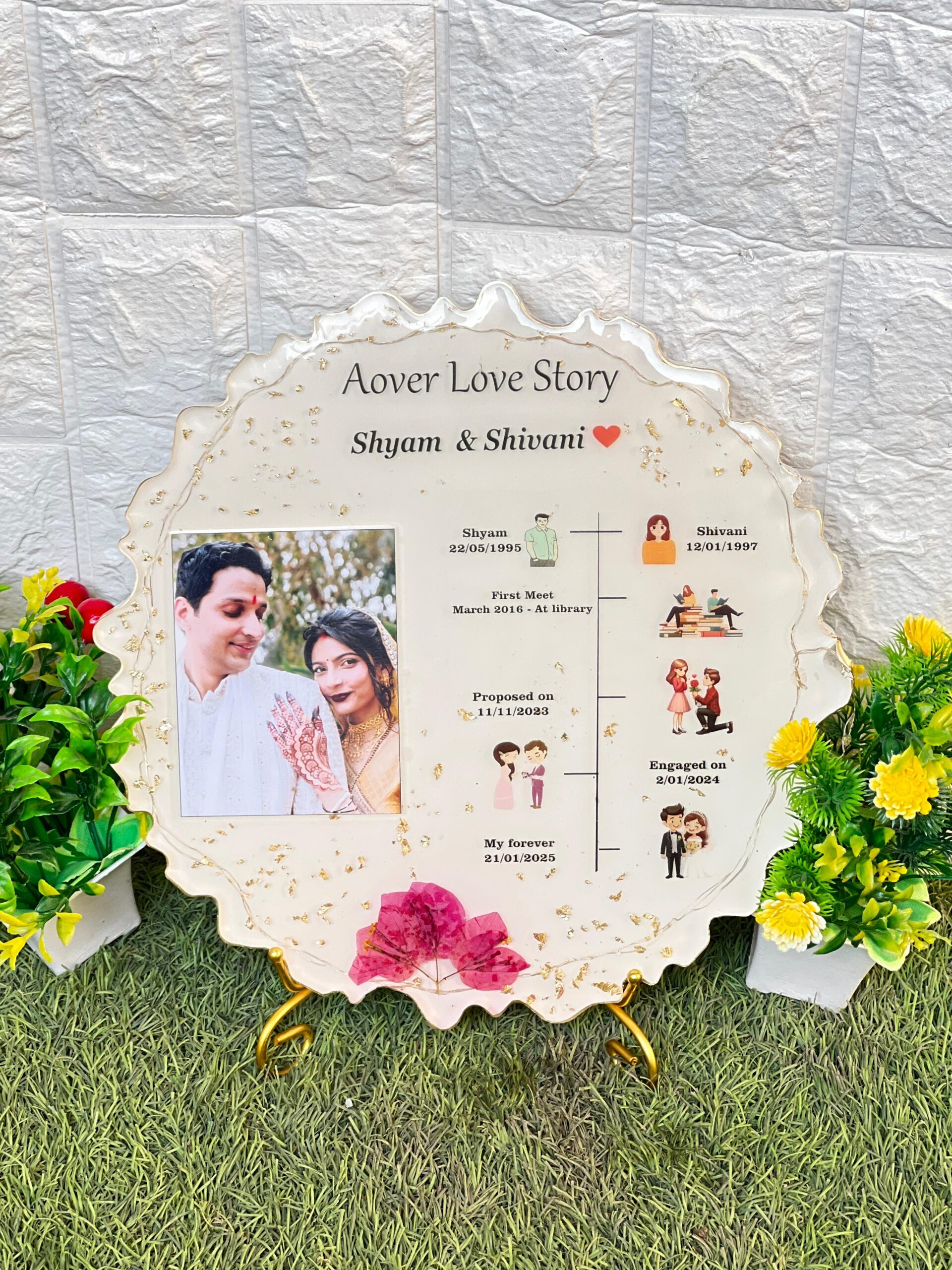 Handmade wedding memory preservation resin frame