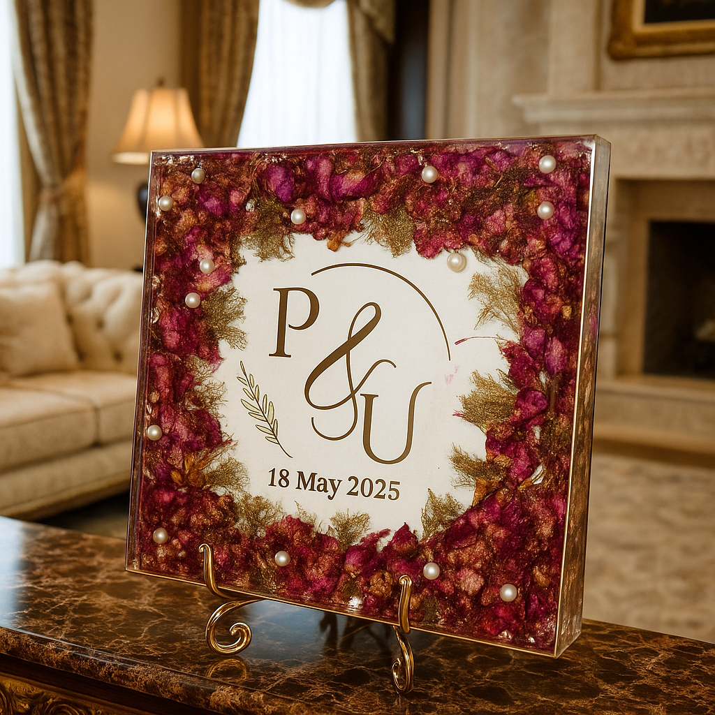 3 Sets Of Square-Shaped Resin Wedding Flower Frames ( – Inches)