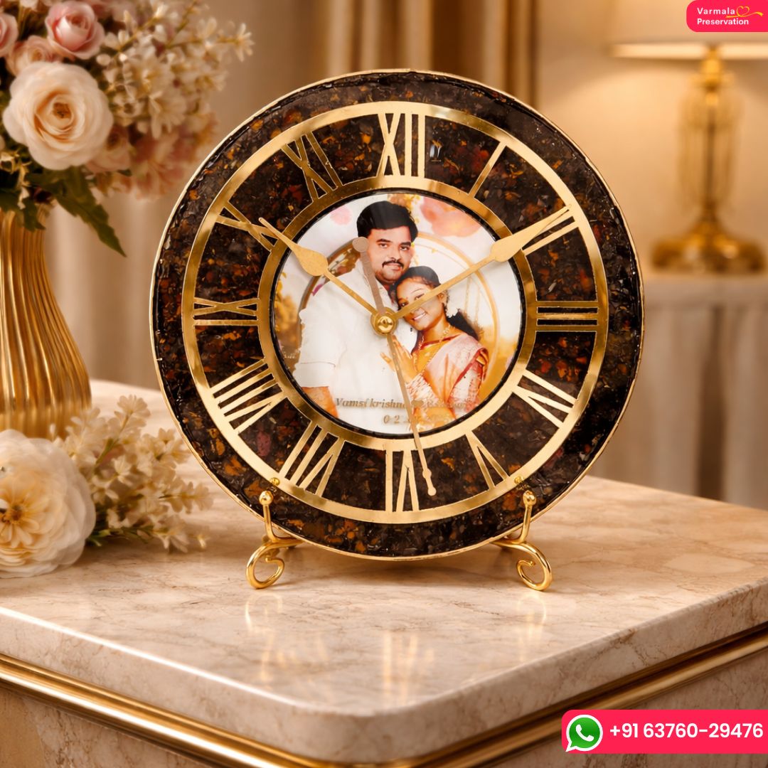 Custom Resin Wall Clock with Couple Photo Preservation – (8) Inch