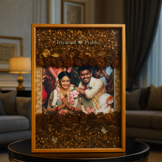 Rectangular Teak Wood Varmala Preservation Frame  – Resin Wedding Photo Preservation