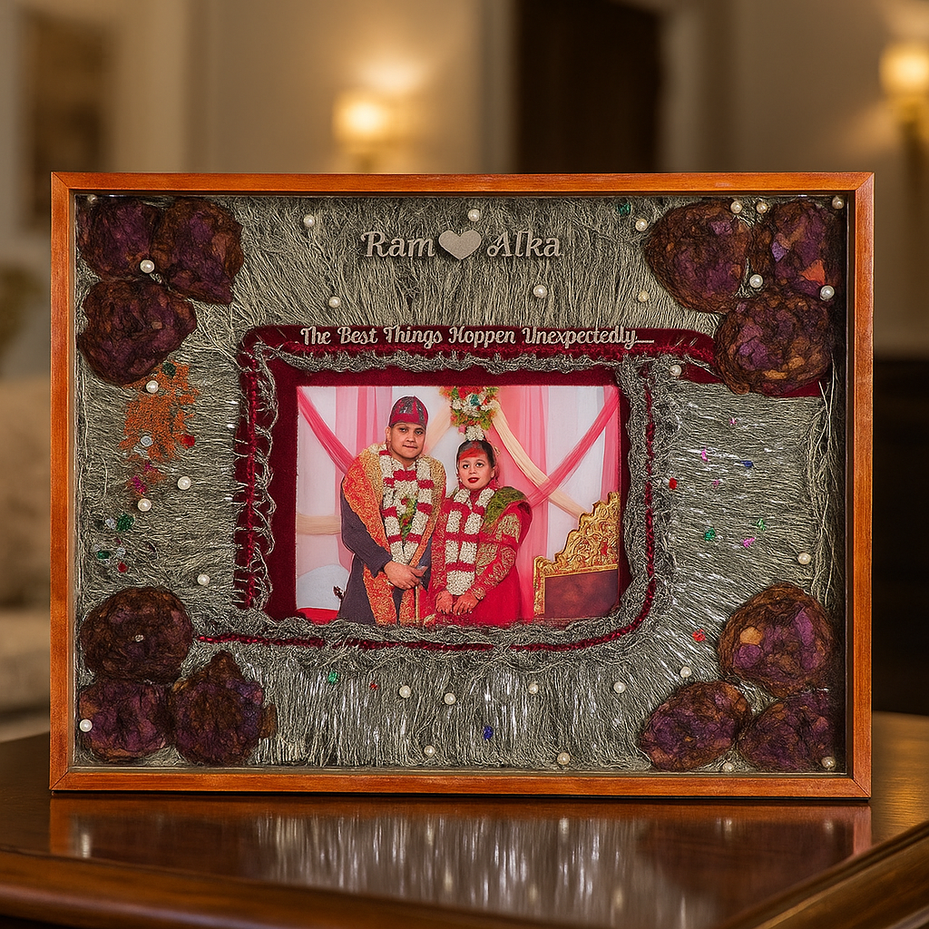 15×18 Inch Teakwood Nepali Wedding Varmala Preservation Frame