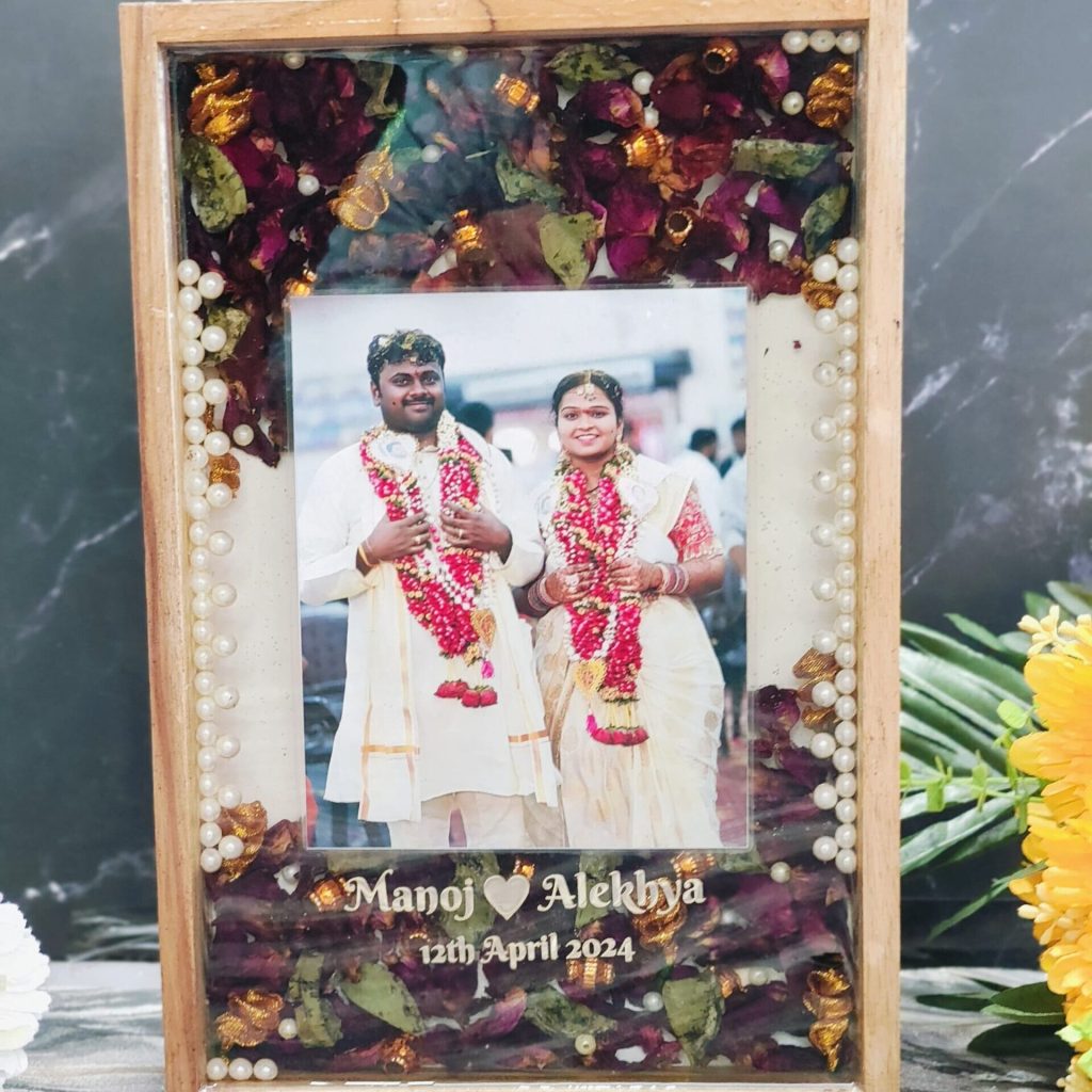 Wedding Photo Preservation in (8×12- Inch ) Wooden Resin Frame