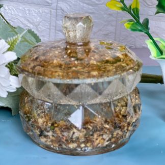 Crystal-Style Resin Jar with Preserved Varmala Flowers | Resin Storage Box
