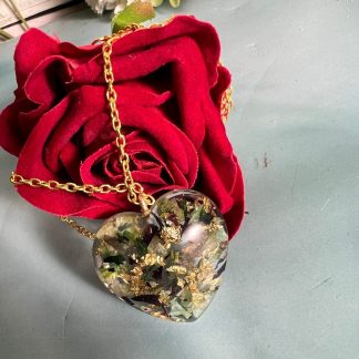 Heart-Shaped Resin Pendant with Real Flowers