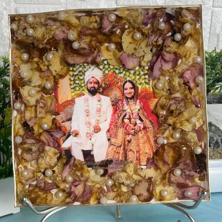 Wedding Varmala Flower Preservation Frame – 8inch Rectangular Deep Casting Wedding Photo Preservation with Name & Date
