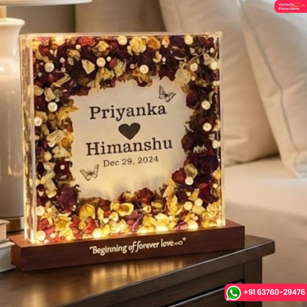 LED Resin Name Frame with Dried Flowers (10- Inches)