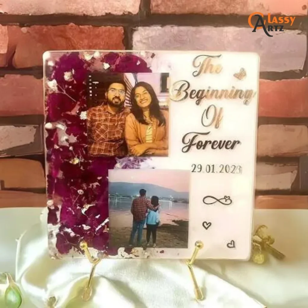 Resin Wedding Varmala Preservation in Square Frame (8 Inch)