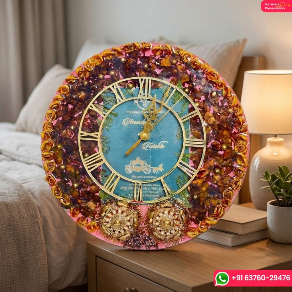 Preserved Varmala, Kaleeras & Wedding Card in ( 14- Inch) Frame