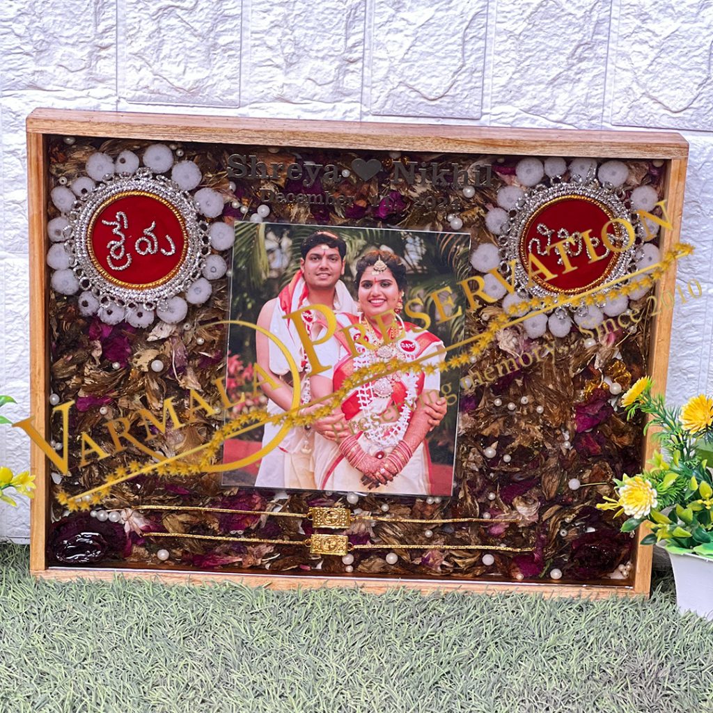 Resin Frame with Telugu Names & Couple Wedding Photo (12 by 16 – Inch)