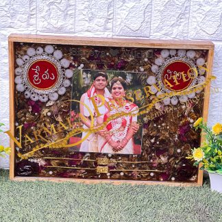 Resin Frame with Telugu Names & Couple Wedding Photo (12 by 16 - Inch)
