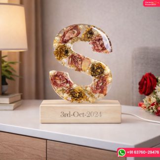 Resin varmala preservation name initials with LED wooden stand