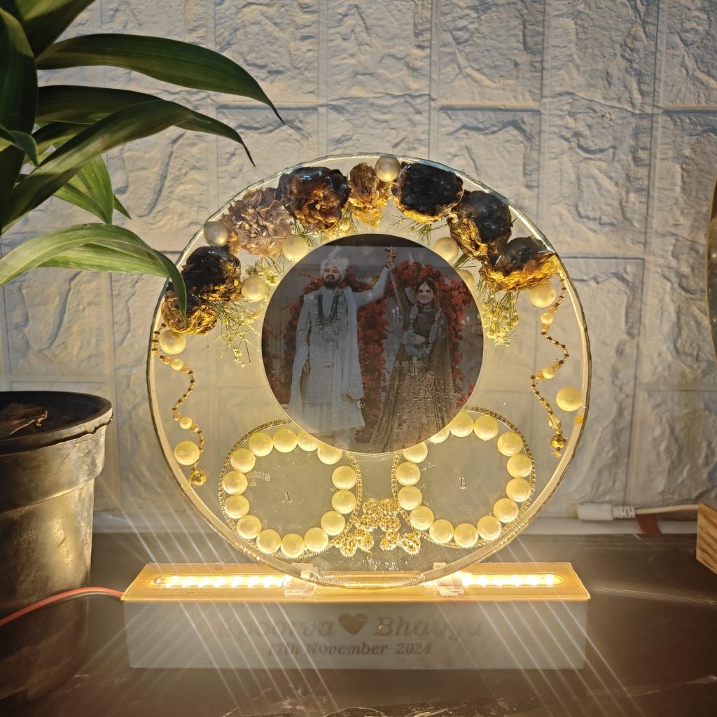 Wedding Flowers & Photo Preservation in ( 8-Inches) Resin Frame