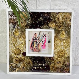 Wedding Flowers in Resin Frame | Kaleera & Photo Preservation in ( 14- Inch ) Wooden Frame