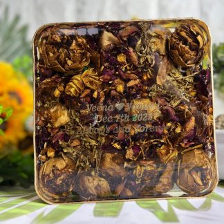 Square Resin Keepsake with Wedding Flowers ( 6- Inch)