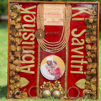 Teakwood Resin Wedding Varmala Preservation Frame with Chooda & Kaleeras ( 22×24 - Inch)