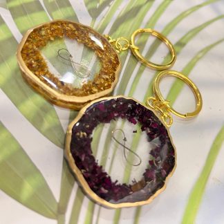 Flower Preserved Resin Keychain – Round Shape
