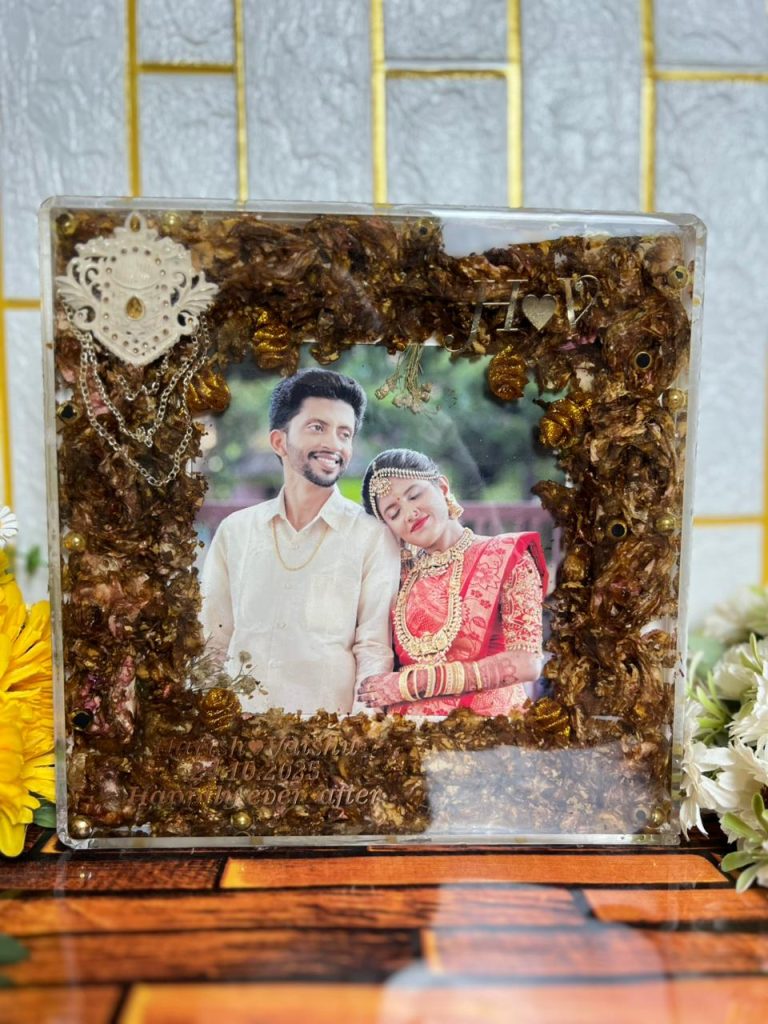 10-Inch Square Resin Varmala Photo Frame | Wedding Varmala Preservation