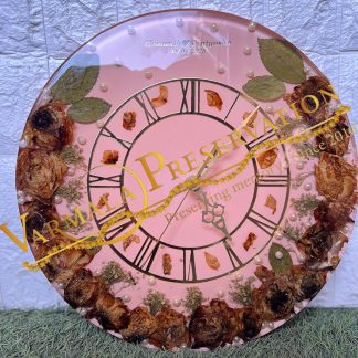 Handmade Resin Wall Clock with Real Flowers ( 14- Inch )