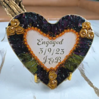 Engagement Flowers Preservation with Date & Couple Name Initials (7 Inch)