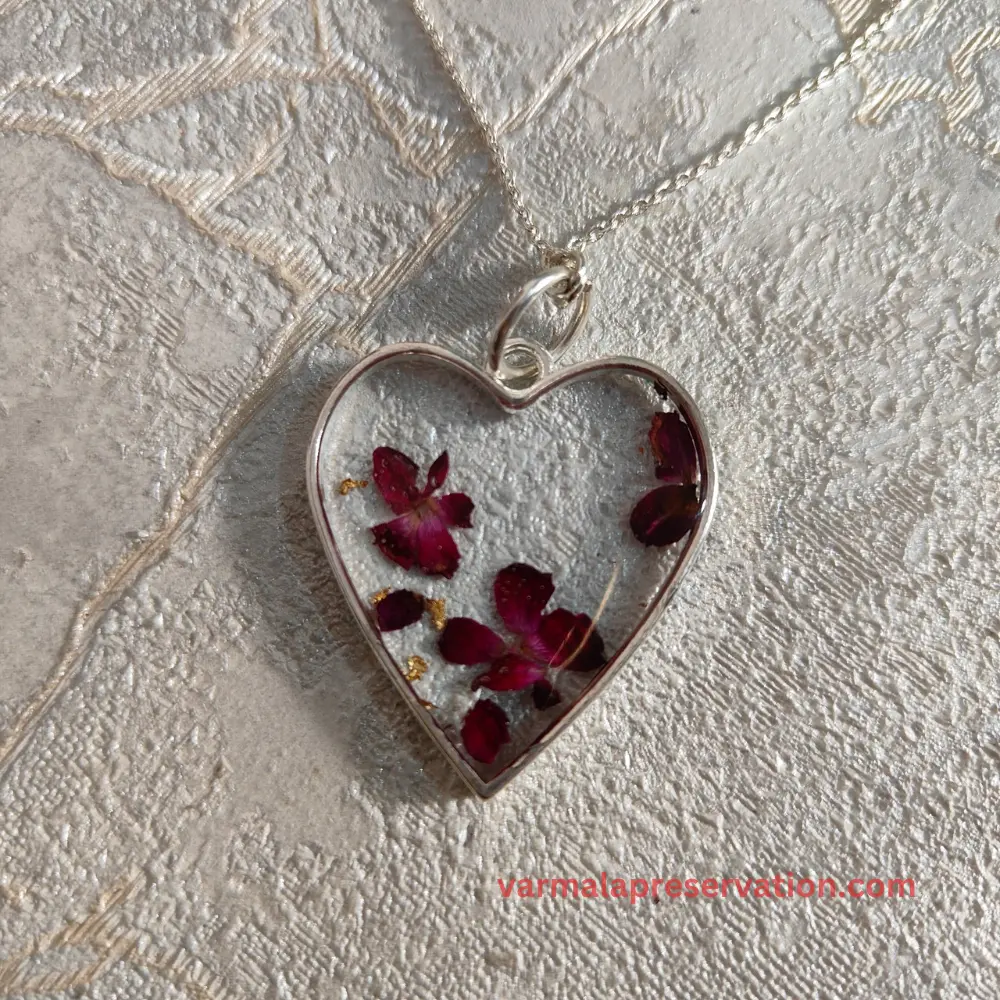 Heart-shape Resin Silver Pendant