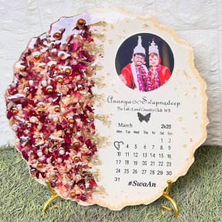 Wedding Date Resin Plate with Photo and Calendar ( 8- Inch)
