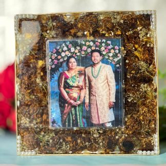 Preserved Real Flower Photo Frame with Wedding Card ( 8 inch )