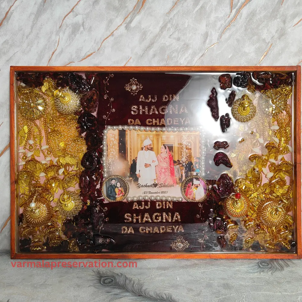 Rectangle Wedding Varmala & Kaleere Preservation Frame (16×24 Inch)