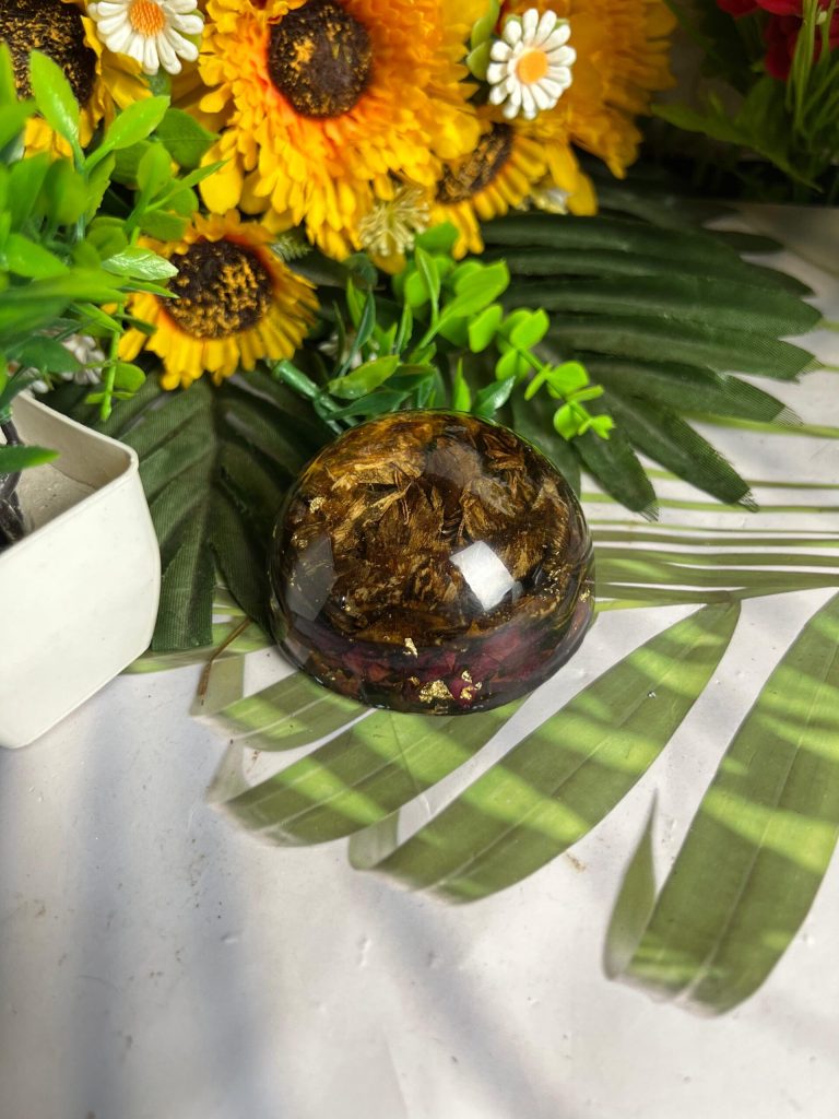 Resin Paperweight with Preserved Varmala Flowers