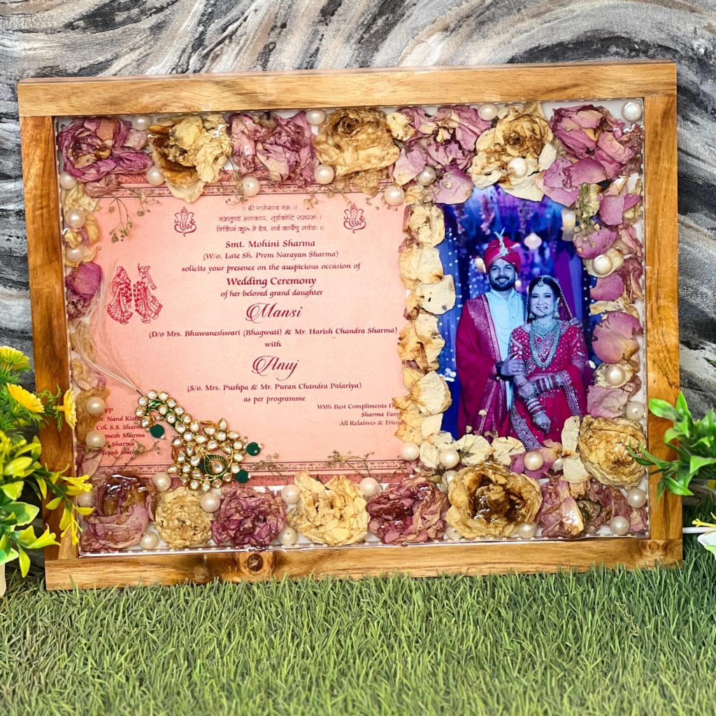 Wedding Invitation Resin Frame with Photo ( 12 by 15) inch