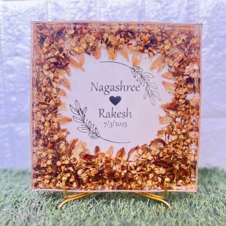 Square Epoxy Resin Varmala Preservation Frame ( 8- Inch)