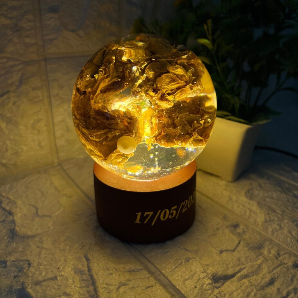 Personalised Resin Globe with Real Wedding Flowers and Date