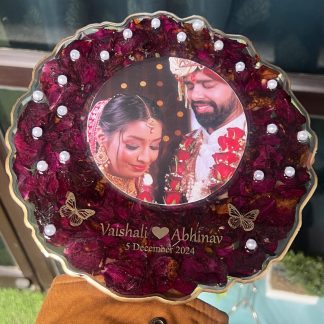 Wedding Roses Preservation in ( 8-Inch ) Curve Resin Frame