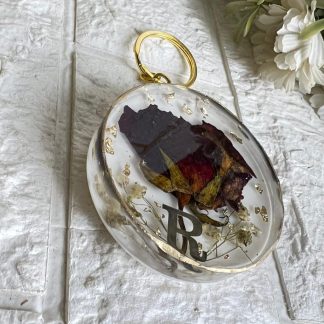 Custom Resin Keychain with Preserved Rose in Round Shape