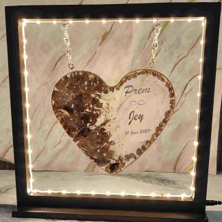 Resin Jaimala Flowers Preserved Frame in LED Frame (12 Inches)