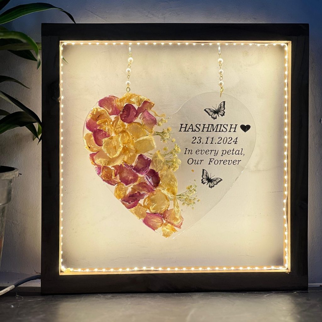 Resin Frame with Preserved Wedding Flowers
