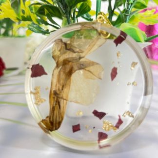 Personalized Resin Keychain with Dried Rose Petals