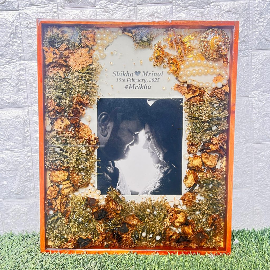 Rectangle Resin Frame with Photo & Name | Custom Wedding Keepsake ( 15 by 18- Inch)