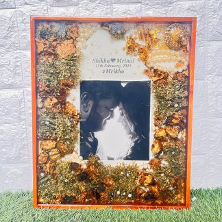 Rectangle Resin Frame with Photo & Name | Custom Wedding Keepsake ( 15 by 18- Inch)