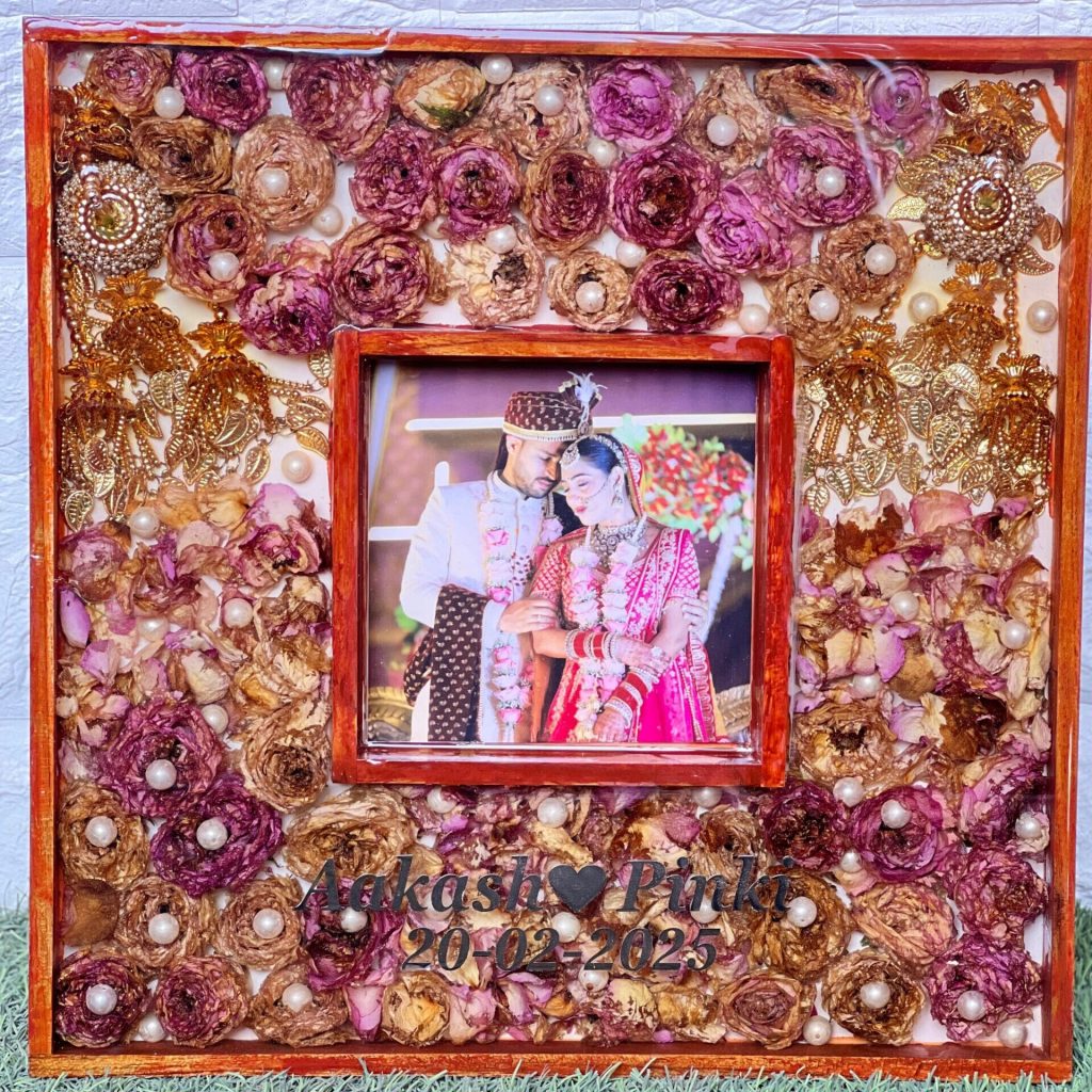 Square Resin Frame with Wedding Photo – Personalized Memory Gift (16 by 16- Inch)