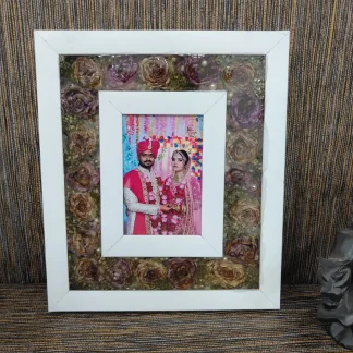 Full Varmala Preservation in White Wooden Frame (11.5x13.5 Inch)